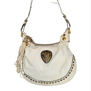 Gucci White Shoulder Bag with Gold Details